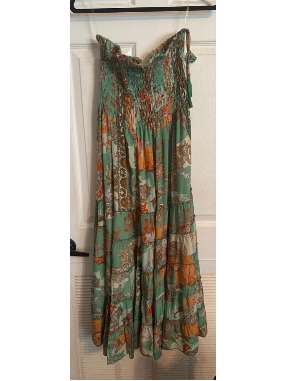 Karma Highway Maxi Dress Size OS Green Orange Paisley Print - Picture 2 of 6